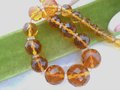 Vintage Art Deco Topaz Ginger Crystal Cut Bead Choker 14.5" Necklace Jewelry Gift Mid Century, VivianJoel.com