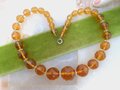 Vintage Art Deco Topaz Ginger Crystal Cut Bead Choker 14.5" Necklace Jewelry Gift Mid Century, VivianJoel.com