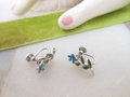 Vintage BEAU STERLING SILVER Earrings Screw Back Enamel Flower Forget Me Not Blue Petite Dainty Mid Century Jewelry Gift, VivianJoel.com
