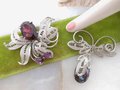 Vintage WEST GERMANY LOT 2 Crystal Brooch Flower Filigree Pin Purple Black Rhinestone Designer Jewelry Mid Century Gift, VivianJoel.com