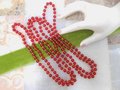 Vintage Cherry Red Flapper Glass Necklace Bead Art Deco Hand Knotted Long 60" Mid Century Jewelry Gift,  VivianJoel.com