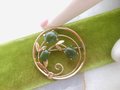 Vintage KREMENTZ Brooch Jade Flower Designer Pin Petite Circle Gold Overlay Mid Century Jewelry Gift, VivianJoel.com