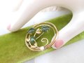 Vintage KREMENTZ Brooch Jade Flower Designer Pin Petite Circle Gold Overlay Mid Century Jewelry Gift, VivianJoel.com