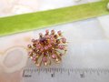 Vintage CORO Pink Flower Brooch Rhinestone Red Crystal Pin Starburst Designer Jewelry Gift Mid Century, VivianJoel.com