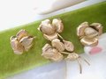 Vintage GOLD FILL Brooch Earrings Set Rosebud Pin Flower GF Demi Parure Designer Tk or Kt Mid Century Jewelry Gift, VivianJoel.com