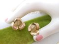 Vintage GOLD FILL Brooch Earrings Set Rosebud Pin Flower GF Demi Parure Designer Tk or Kt Mid Century Jewelry Gift, VivianJoel.com