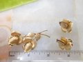 Vintage GOLD FILL Brooch Earrings Set Rosebud Pin Flower GF Demi Parure Designer Tk or Kt Mid Century Jewelry Gift, VivianJoel.com