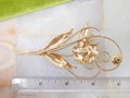 Vintage COURTLY Large Brooch Gold Fill Scrolling Flower Pin Topaz Rhinestone Elegant GF Mid Century Designer Jewelry Gift, VivianJoel.com
