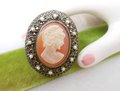 Vintage Cameo Brooch Ornate Pin Pendant Victorian Regency Renaissance Revival Jewelry Mid Century, VivianJoel.com