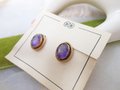 Vintage BINDER BROS Earrings Gold Fill Filled GF True Amethyst Gemstone Screw Back Petite Jewelry Gift Mid Century, VivianJoel.com