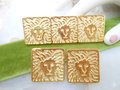 Vintage ANNE KLEIN Lion Logo Brooch Earrings Set Gold Plate Pin Designer Runway Jewelry, VivianJoel.com