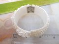 Vintage Flower Bracelet Clamper Hinged Cuff Bridal Wedding Cake Plastic Celluloid Featherlite Small Size Mid Century, VivianJoel.com