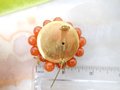 Vintage WEST GERMANY Bead Pin Cluster Brooch Pumpkin Orange Flower Jewelry Gift Mid Century, VivianJoel.com