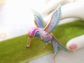Vintage Hummingbird Brooch Ombre Enamel Rhinestone Bird Pin Figural Mid Century Gift, VivianJoel.com