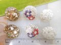 Vintage LOT 5 Confetti Earrings Lucite Old Plastic Resin Clip On Glitter Tinsel Purple Gold Destash Mid Century Jewelry, VivianJoel.com