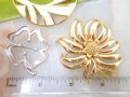 Vintage LOT 3 MONET Designer Brooch Gold Plate Classic Timeless Collection Flower Clover Moon Jewelry Gift Mid Century, VivianJoel.com