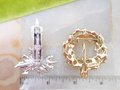 Vintage GERRYS LOT 2 Christmas Brooch Candle Festive Holiday Wreath Pin Designer Enamel Mid Century Jewelry Gift, VivianJoel.com