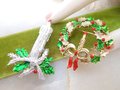 Vintage GERRYS LOT 2 Christmas Brooch Candle Festive Holiday Wreath Pin Designer Enamel Mid Century Jewelry Gift, VivianJoel.com