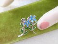 Vintage BEAU STERLING SILVER Earrings Screw Back Enamel Flower Forget Me Not Blue Petite Dainty Mid Century Jewelry Gift, VivianJoel.com