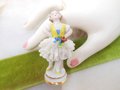 Vintage Dresden Germany Miniature Porcelain Figural Lady Girl Figurine Lace Skirt Dancer *Tattered As Is* Mid Century, VivianJoel.com