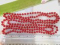 Vintage Cherry Red Flapper Glass Necklace Bead Art Deco Hand Knotted Long 60" Mid Century Jewelry Gift,  VivianJoel.com