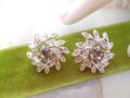 Vintage SARAH COVENTRY Earrings Designer Flower Pinwheel Rhinestone Evening Snowflake Jewelry Gift Mid Century, VivianJoel.com