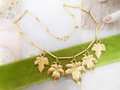 Vintage Leaf Charm Pendant Necklace Maple Dangle Collar Chain  Gold Tone Plate Mid Century Jewelry Gift, VivianJoel.com