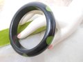 Vintage BAKELITE Polka Dot Bangle Bracelet Green Black Old Plastic Art Deco Mid Century Jewelry Gift, VivianJoel