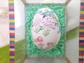 Vintage Asian Oriental Hand Paint Egg BoxedCase Blue Bird Garden Pink Flower Artisan Souvenir Mid Century, VivianJoel.com