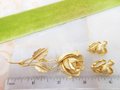 Vintage CAPRI Flower Brooch Earrings Set Rose Pin Rhinestone Clip On Gold Plate Designer Jewelry Gift Mid Century, VivianJoel.com