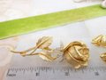 Vintage CAPRI Flower Brooch Earrings Set Rose Pin Rhinestone Clip On Gold Plate Designer Jewelry Gift Mid Century, VivianJoel.com
