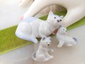 Vintage Cat Miniature Family Set Trio LOT 3 Japan Bone China Porcelain Figurine Kitty Mid Century *as is*, VivianJoel.com