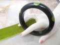 Vintage BAKELITE Polka Dot Bangle Bracelet Green Black Old Plastic Art Deco Mid Century Jewelry Gift, VivianJoel