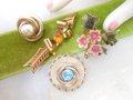 Vintage CORO LOT 4 Pink Flower Pin Gold Arrow Brooch Designer Rhinestone Enamel Bouquet Mid Century Jewelry Gift, VivianJoel.com
