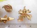 Vintage CORO LOT 4 Pink Flower Pin Gold Arrow Brooch Designer Rhinestone Enamel Bouquet Mid Century Jewelry Gift, VivianJoel.com