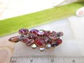 Vintage Red Lava Brooch Aurora Borealis Amethyst Purple Pin Rhinestone Flower Spray Regency Revival Mid Century Jewelry, VivianJoel.com