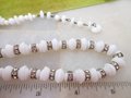 Vintage Milk Glass White Bead Necklace Rhinestone Rondelle Collar Choker Jewelry Wedding Mid Century, VivianJoel.com