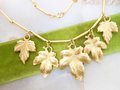 Vintage Leaf Charm Pendant Necklace Maple Dangle Collar Chain  Gold Tone Plate Mid Century Jewelry Gift, VivianJoel.com