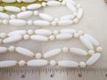 Vintage White Milk Glass Necklace Bead Knotted Spacers Long 48" Flapper Opera Mid Century Jewelry Gift, VivianJoel.com