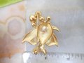 Vintage Koi Angel Fish Brooch Faux Pearl Gold Plate Pisces Beach Undersea Jewelry Mid Century Gift, VivianJoel.com