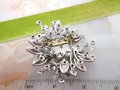 Vintage Jumbo Rhinestone Brooch Cluster Flower Starburst Pin Snowflake Gray Clear Ice AB Mid Century Jewelry Gift, VivianJoel.com