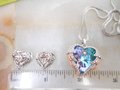 Vintage Angel Wing Love Heart Necklace Earrings CDE Designer Crystal Rivoli Rhinestone Jewelry Boxed Set Gift, VivianJoel.com