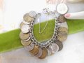 Vintage NAPIER STERLING SILVER 24 Coin Bracelet Chain Link Charm Sweetheart France Europe Travel 925 Mid Century Jewelry, VivianJoel.com