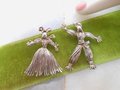 Vintage STERLING SILVER Rag Doll Pair Brooch Set Nennete Rintintin WW1 Pin Good Luck Talisman Figural Mid Century Jewelry, VivianJoel.com
