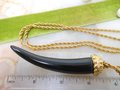 Vintage KJL Black Horn KENNETH Jay LANE Lucite Pendant Necklace Chain Designer Runway Jewelry Gift, VivianJoel.com