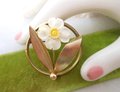 Vintage Dogwood Gold Fill Brooch Designer TK KT Carved Flower Wreath Circle Pin 12K GF Mid Century Petite Jewelry Gift, VivianJoel.com