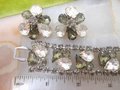 Vintage Rhinestone Parure Necklace Bracelet Earrings Set Smoky Gray Old Hollywood Glam Mid Century Jewelry *as is*, VivianJoel.com