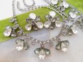 Vintage Rhinestone Parure Necklace Bracelet Earrings Set Smoky Gray Old Hollywood Glam Mid Century Jewelry *as is*, VivianJoel.com