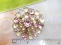 Vintage Starburst Brooch Lilac Citrine Rhinestone Domed Crystal Pin Regency Renaissance Revival Mid Century Gift Jewelry, VivianJoel.com