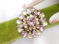 Vintage Starburst Brooch Lilac Citrine Rhinestone Domed Crystal Pin Regency Renaissance Revival Mid Century Gift Jewelry, VivianJoel.com